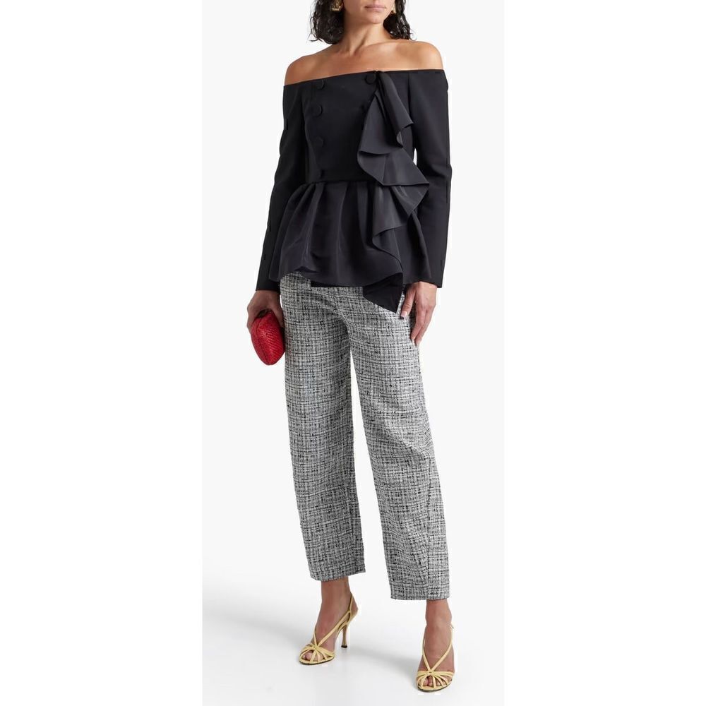Carolina Herrera Off the Shoulder Ruffled Wool Blend Peplum Top NWT Size 10